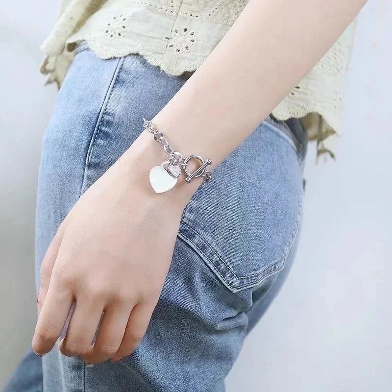 Pulsera Estilo simple Acero y titanio Corazón