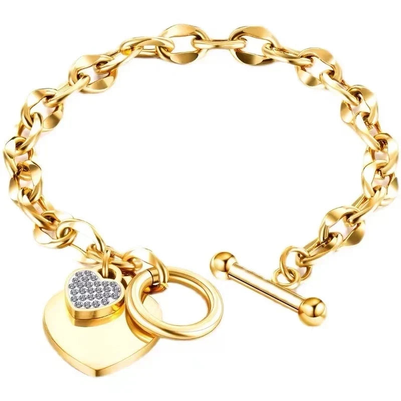 Pulsera Estilo simple Acero y titanio Corazón