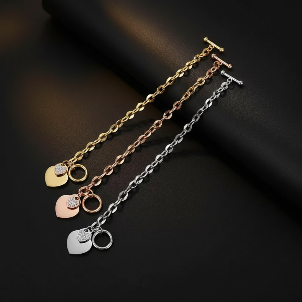 Pulsera Estilo simple Acero y titanio Corazón