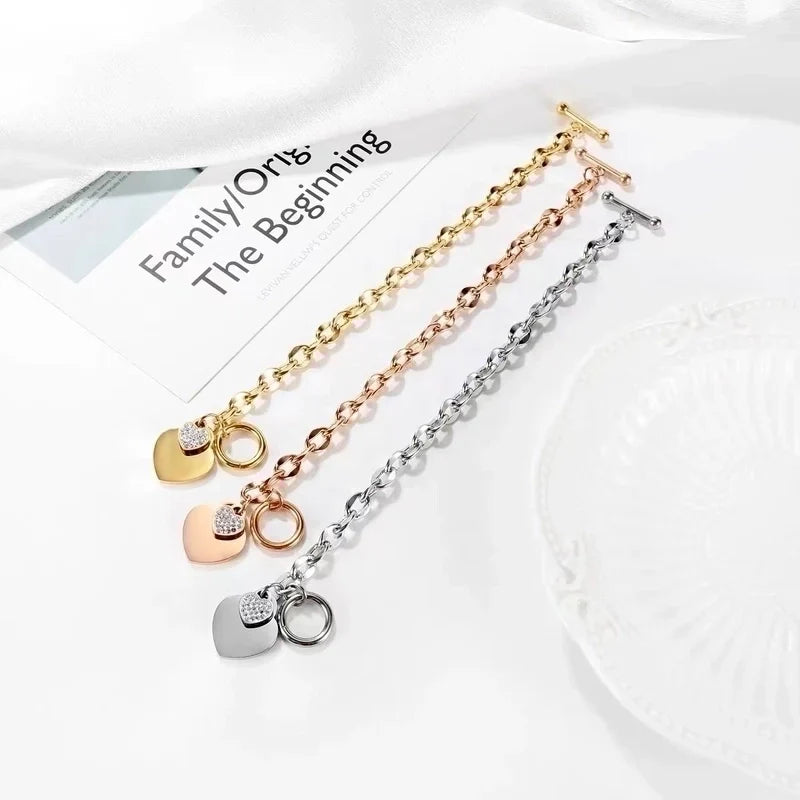 Pulsera Estilo simple Acero y titanio Corazón